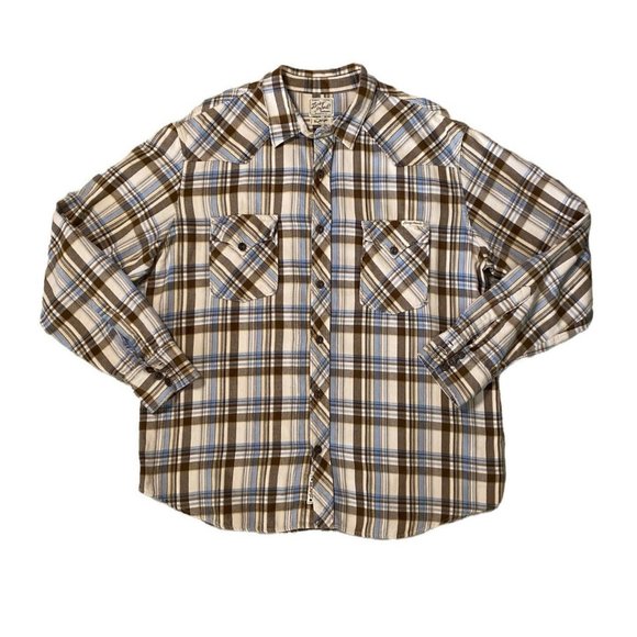 Lucky Other - Lucky Brand distinctive western plaid long sleeve button front shirt size XL
